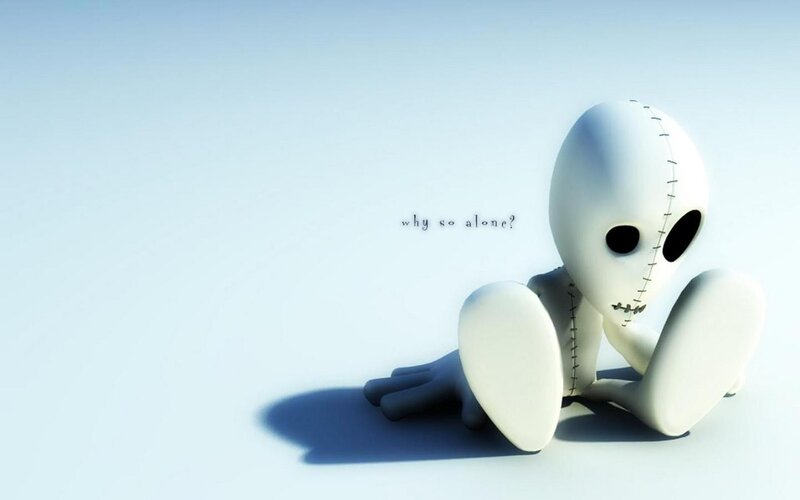 lonely stitched figure