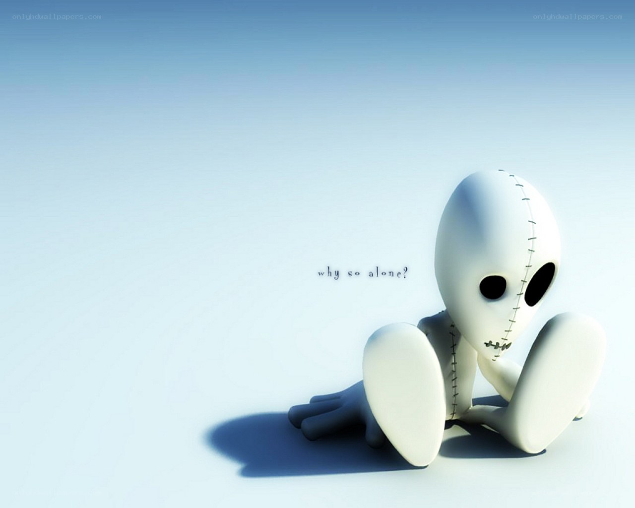 lonely stitched figure
