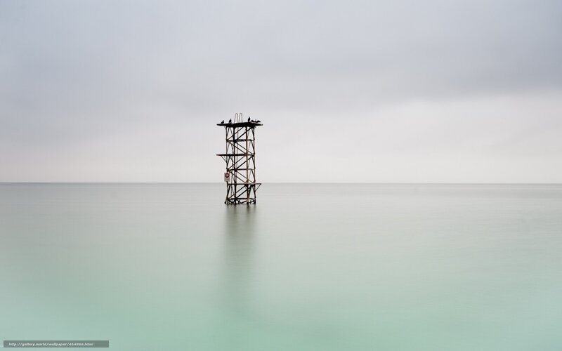 lonely tower in calm sea
