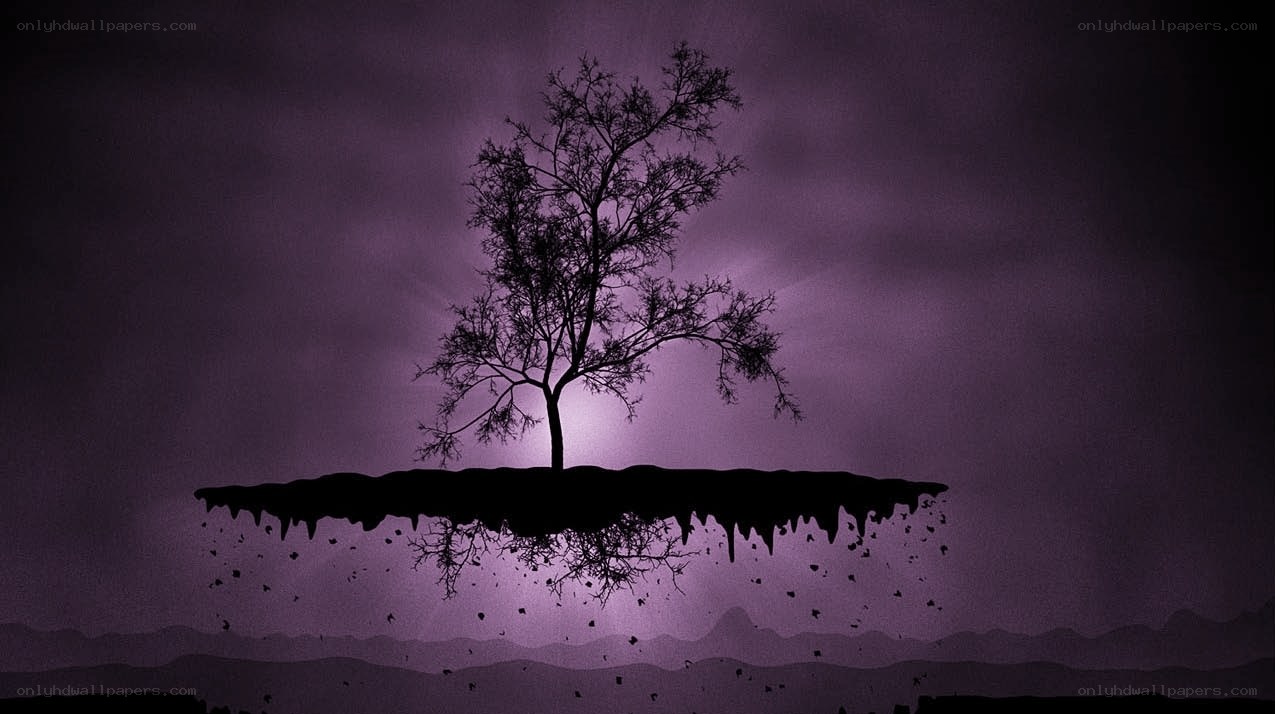 lonely tree on floating island
