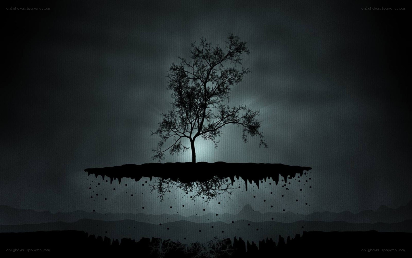 lonely tree on floating island