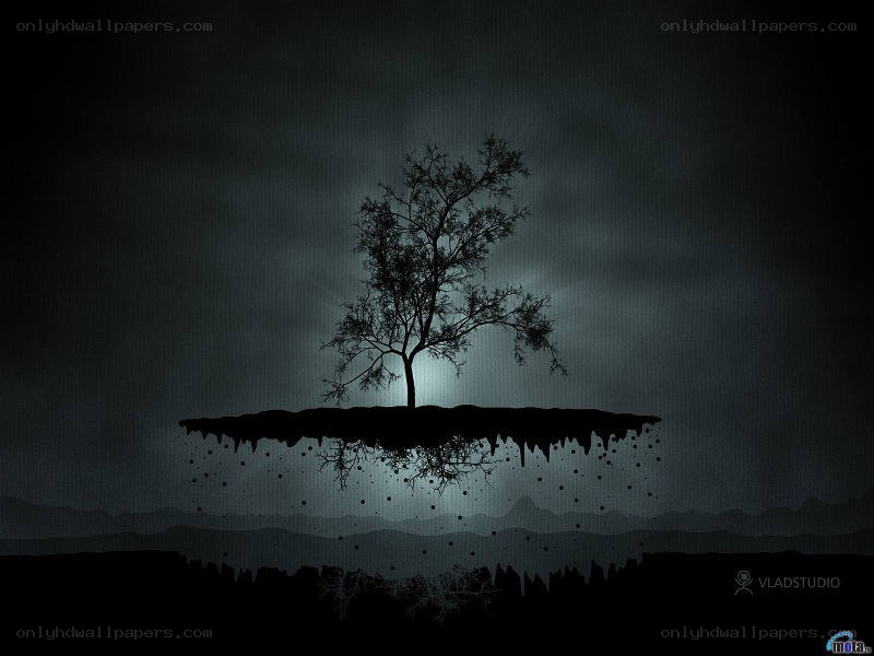 lonely tree on floating island