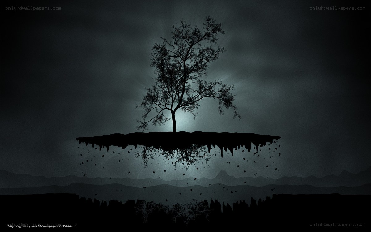 lonely tree on floating island