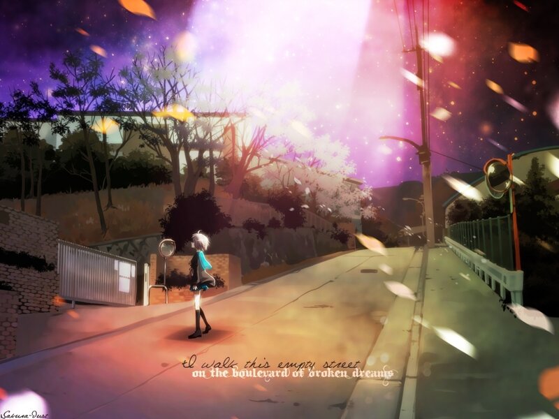 lonely walk on a dreamy street