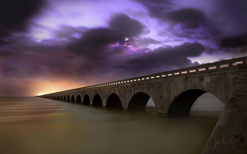 Long Arched Bridge — Purple, Dramatic