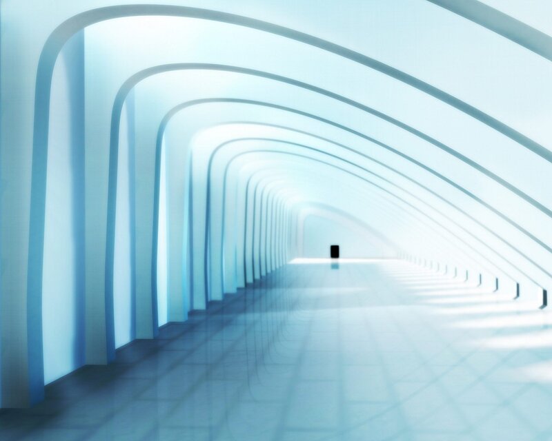 Long Arched Corridor — Blue