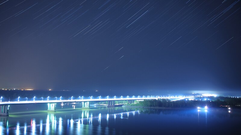 Long Bridge at Night — Blue