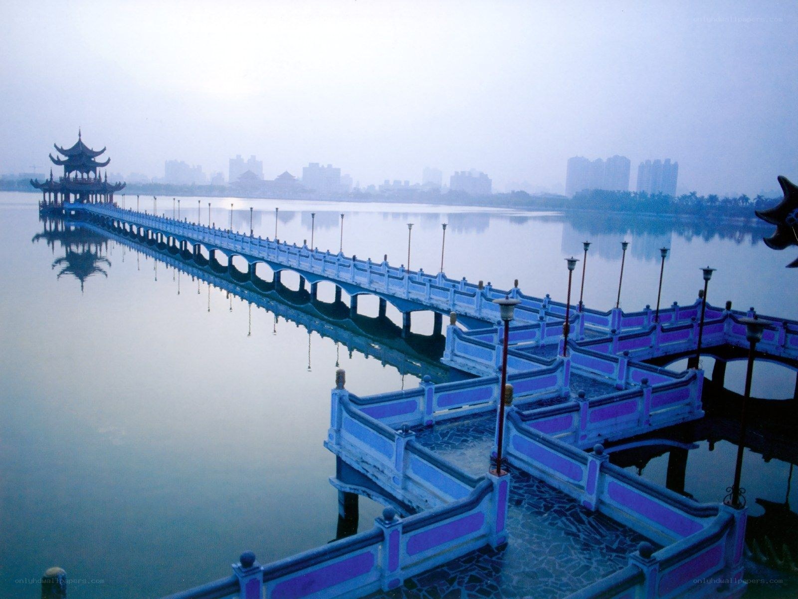 Long bridge over a lake