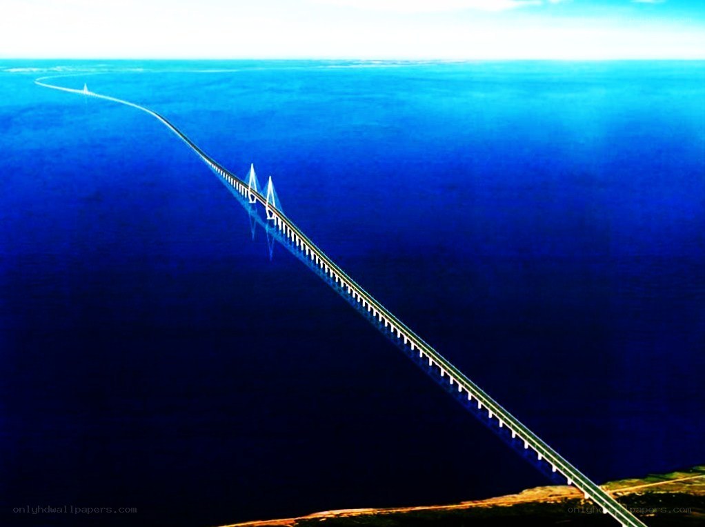 Long bridge over blue sea
