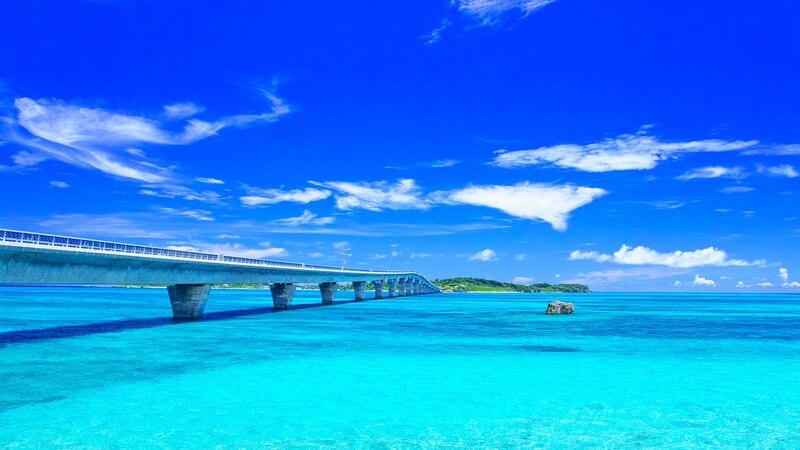 Long Bridge over Ocean — Blue, Serene