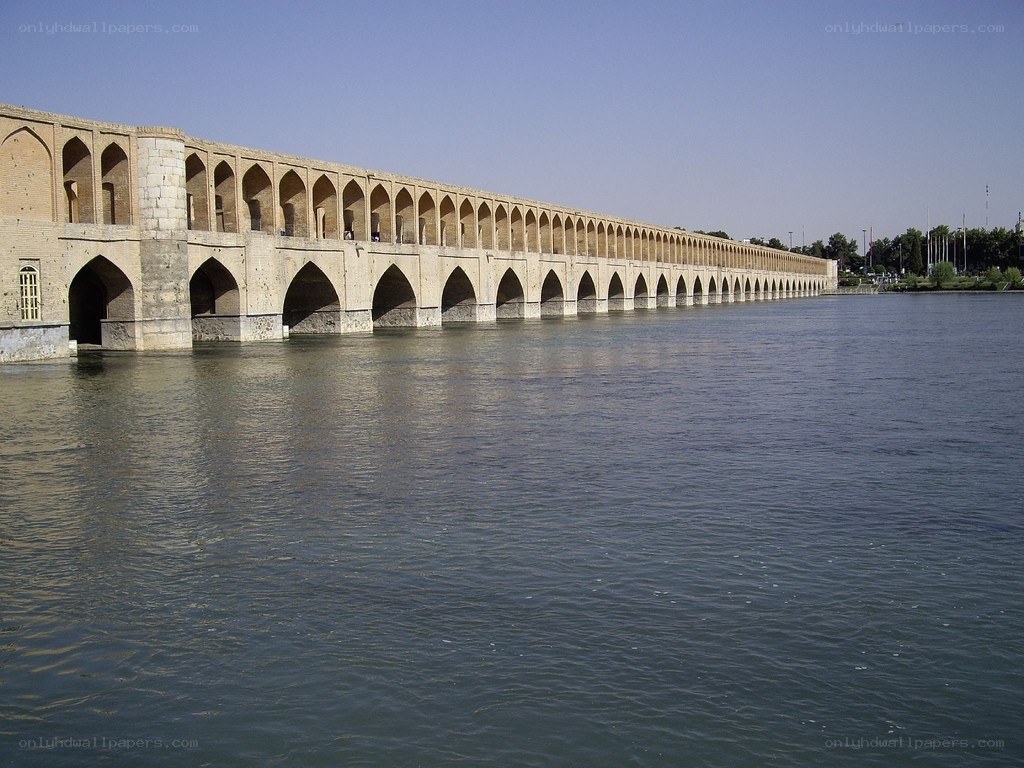 Long bridge over river