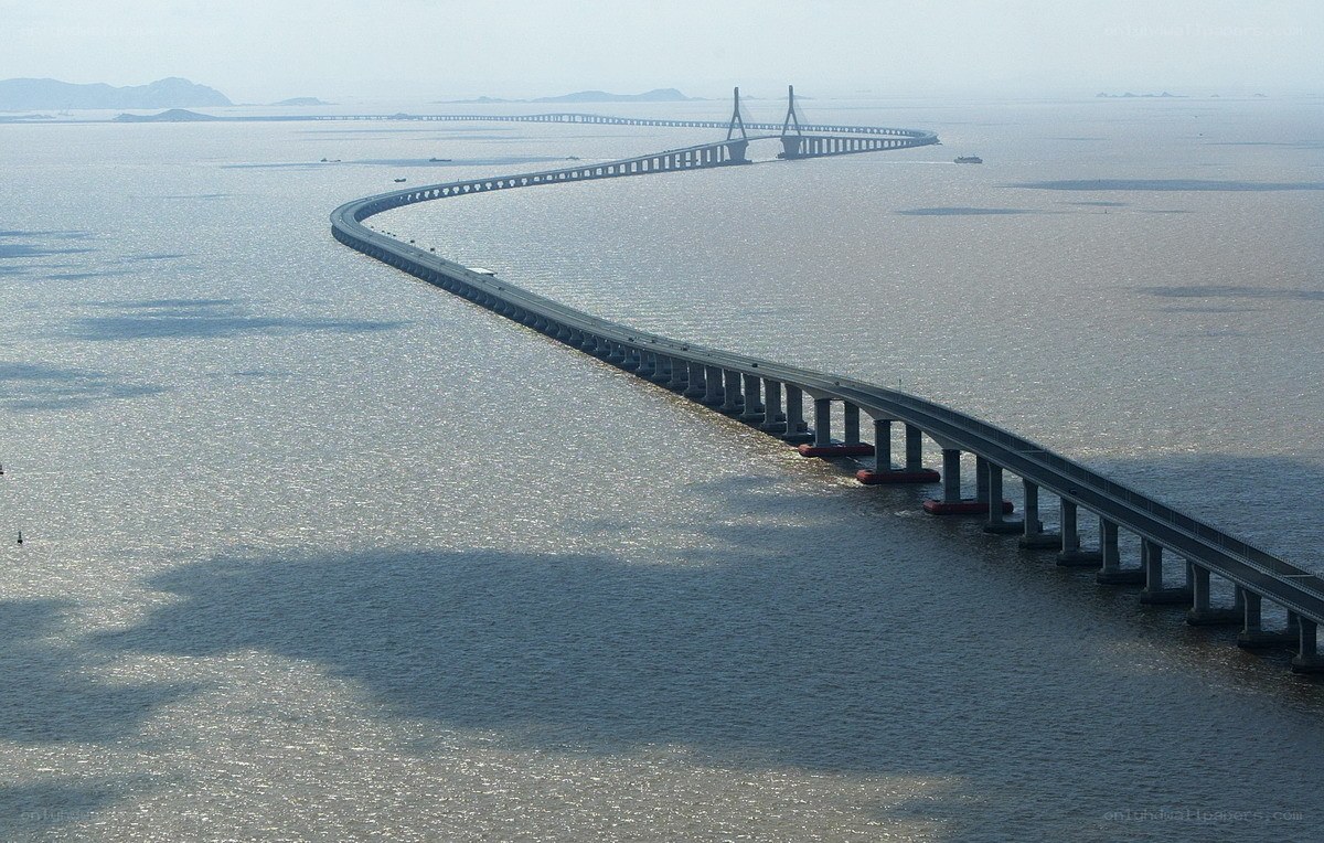 Long bridge over sea