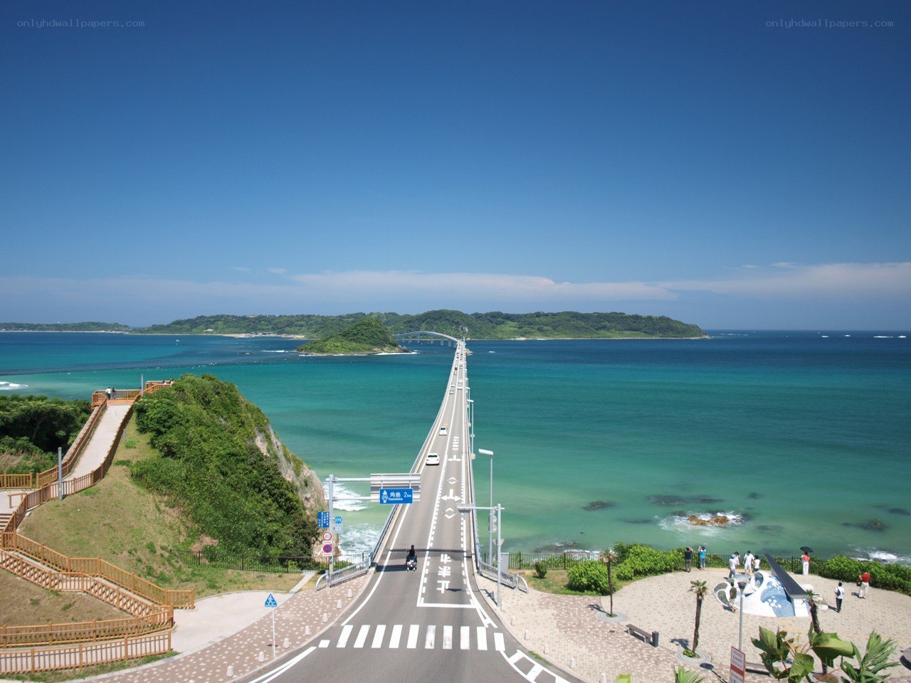 Long bridge over turquoise sea