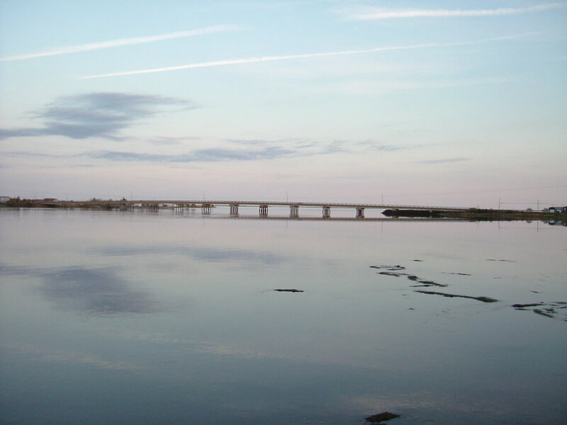 Long Bridge over Water — Blue