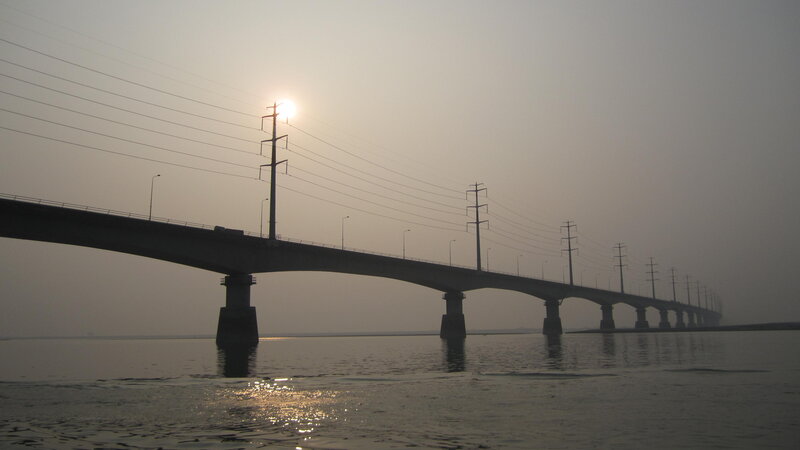 Long Bridge over Water — Gray