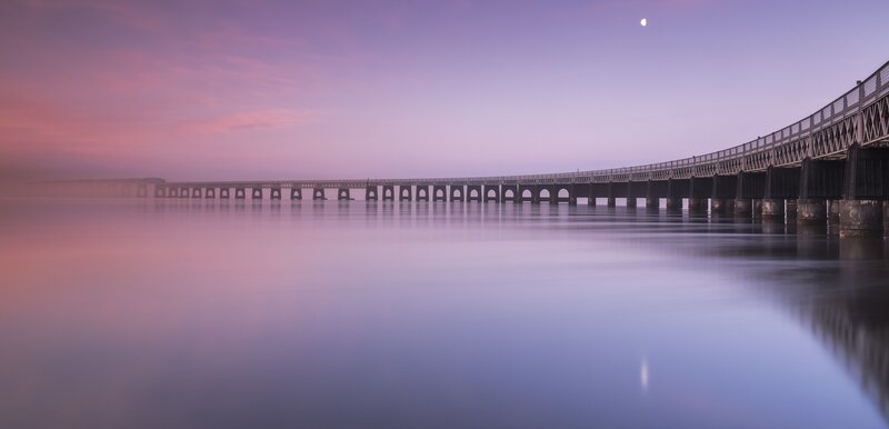 Long Bridge over Water — Purple