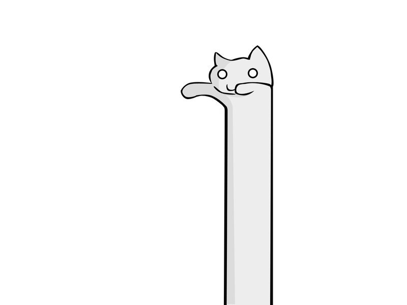 Long Cat Peeking Out — White, Playful