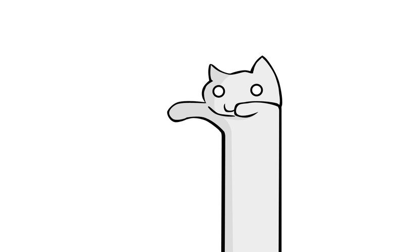 Long Cat Peeking Out — White