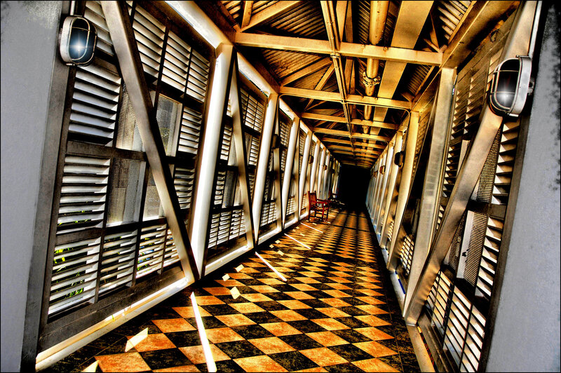 Long Corridor with Checkered Floor