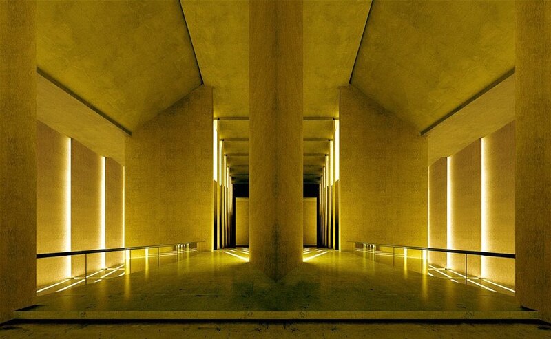 Long Corridor with Columns — Yellow