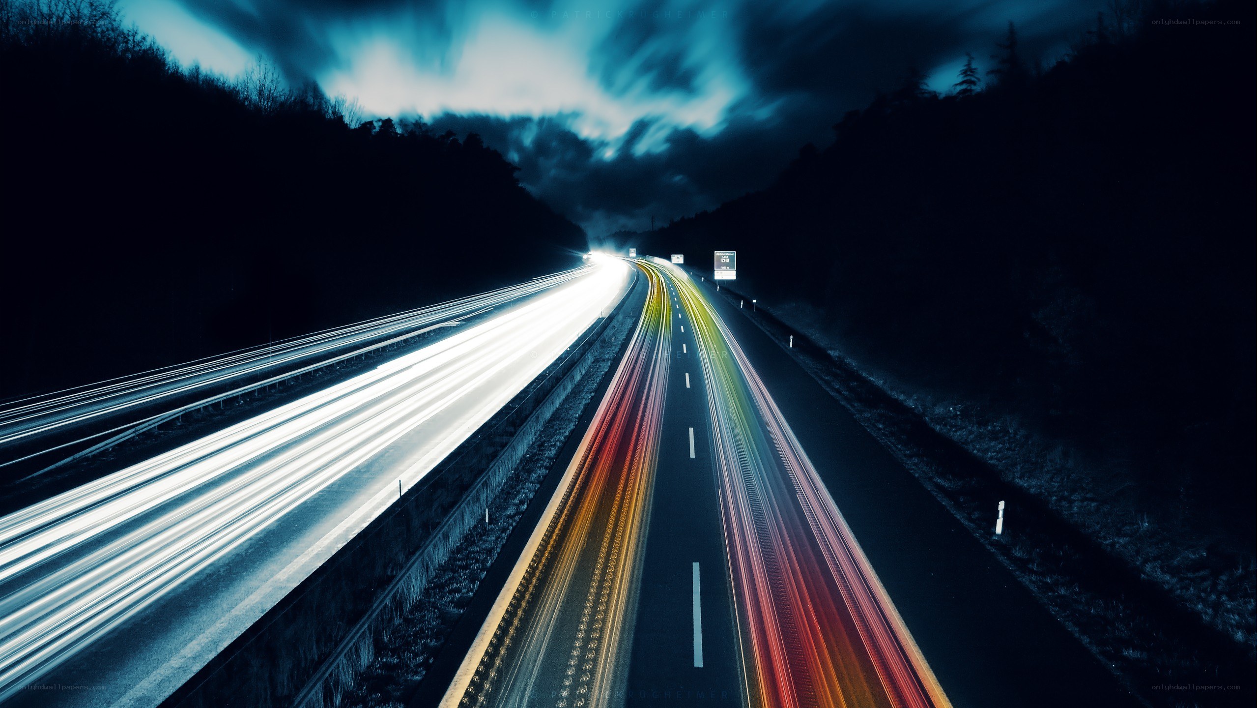 Long exposure highway at night