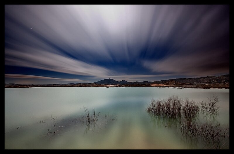 Long exposure lake landscape