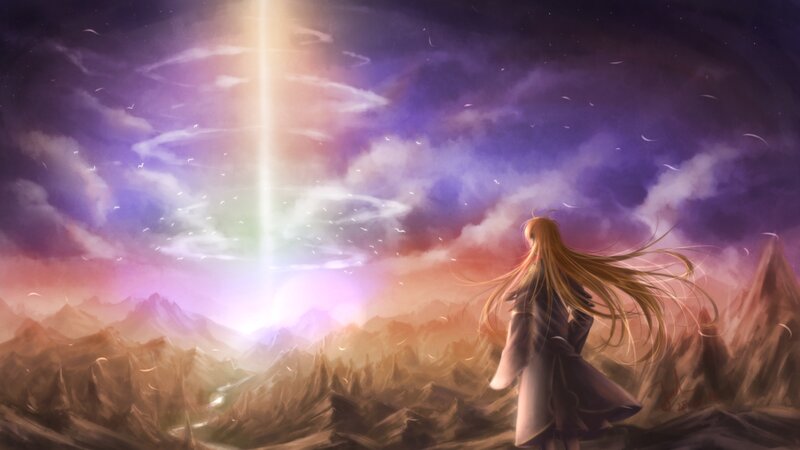 Long-haired Figure in Mountains