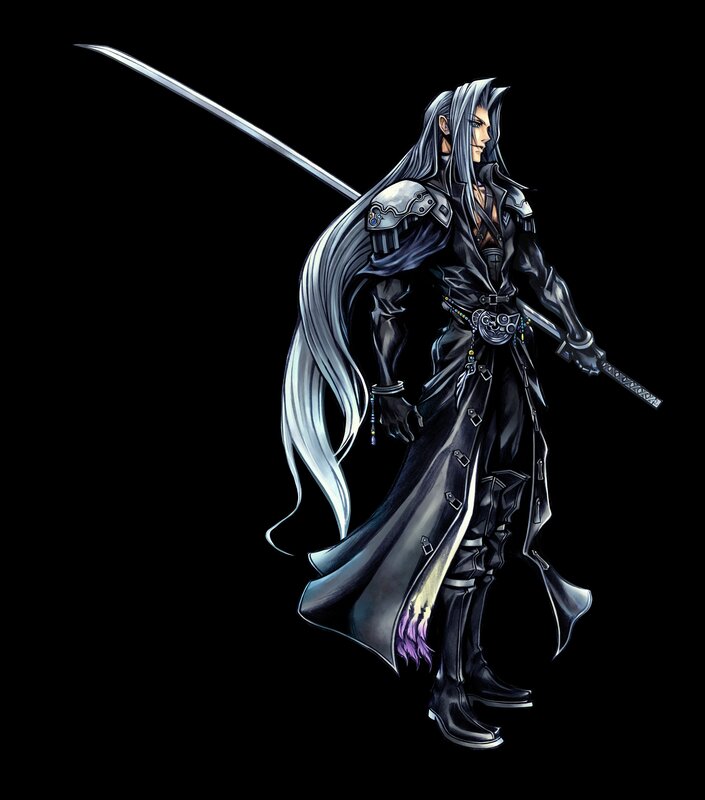 Long-haired Warrior with Sword — Black, Dramatic