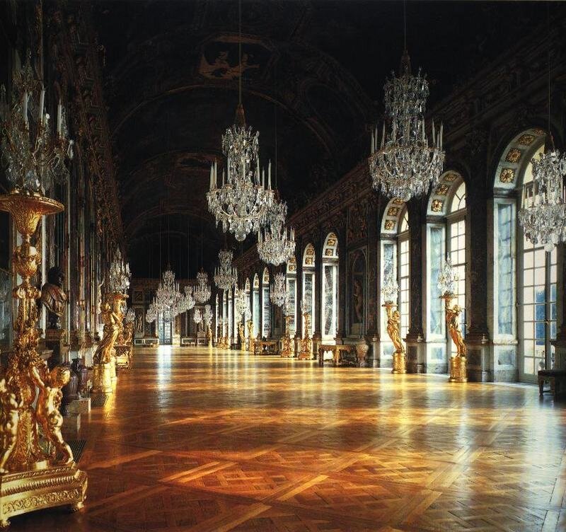 Long Hall with Chandeliers