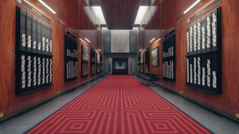 Long Hallway with Red Carpet — Neutral
