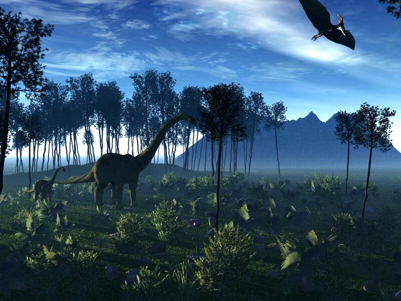 Long-necked Dinosaur — Blue, Serene