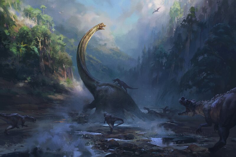Long-necked Dinosaur — Green, Dramatic