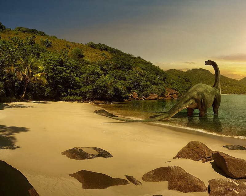 Long-necked Dinosaur — Green, Serene