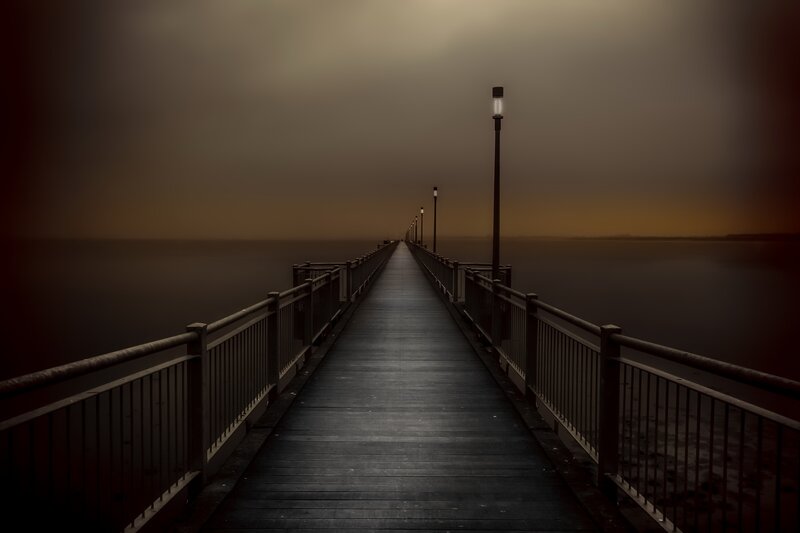 Long Pier at Dusk — Brown