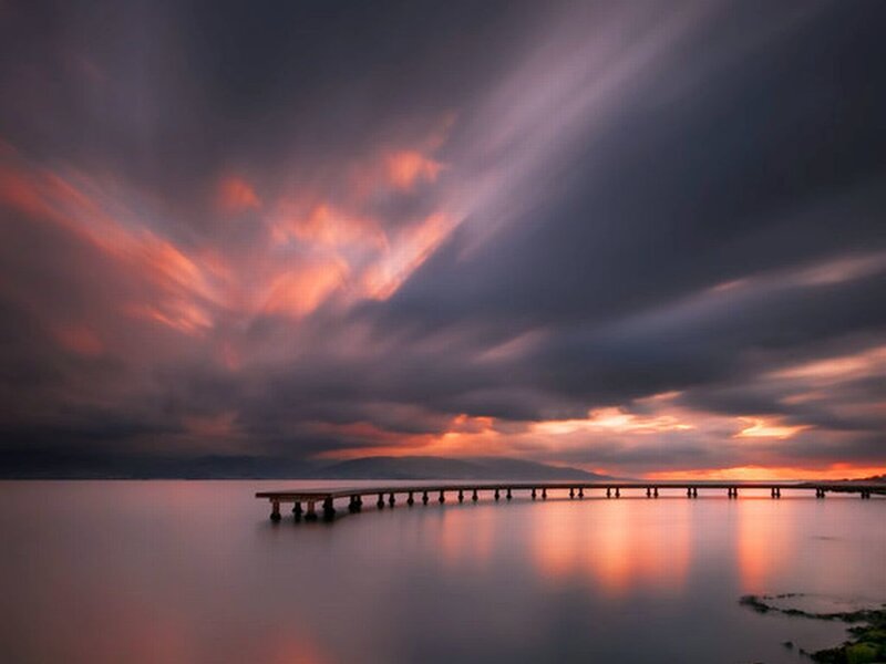 Long Pier at Sunset — Orange