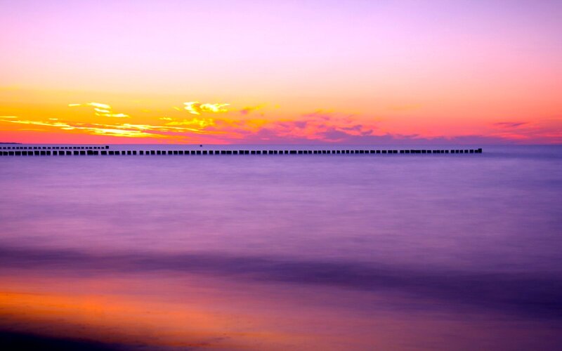 Long Pier at Sunset — Purple