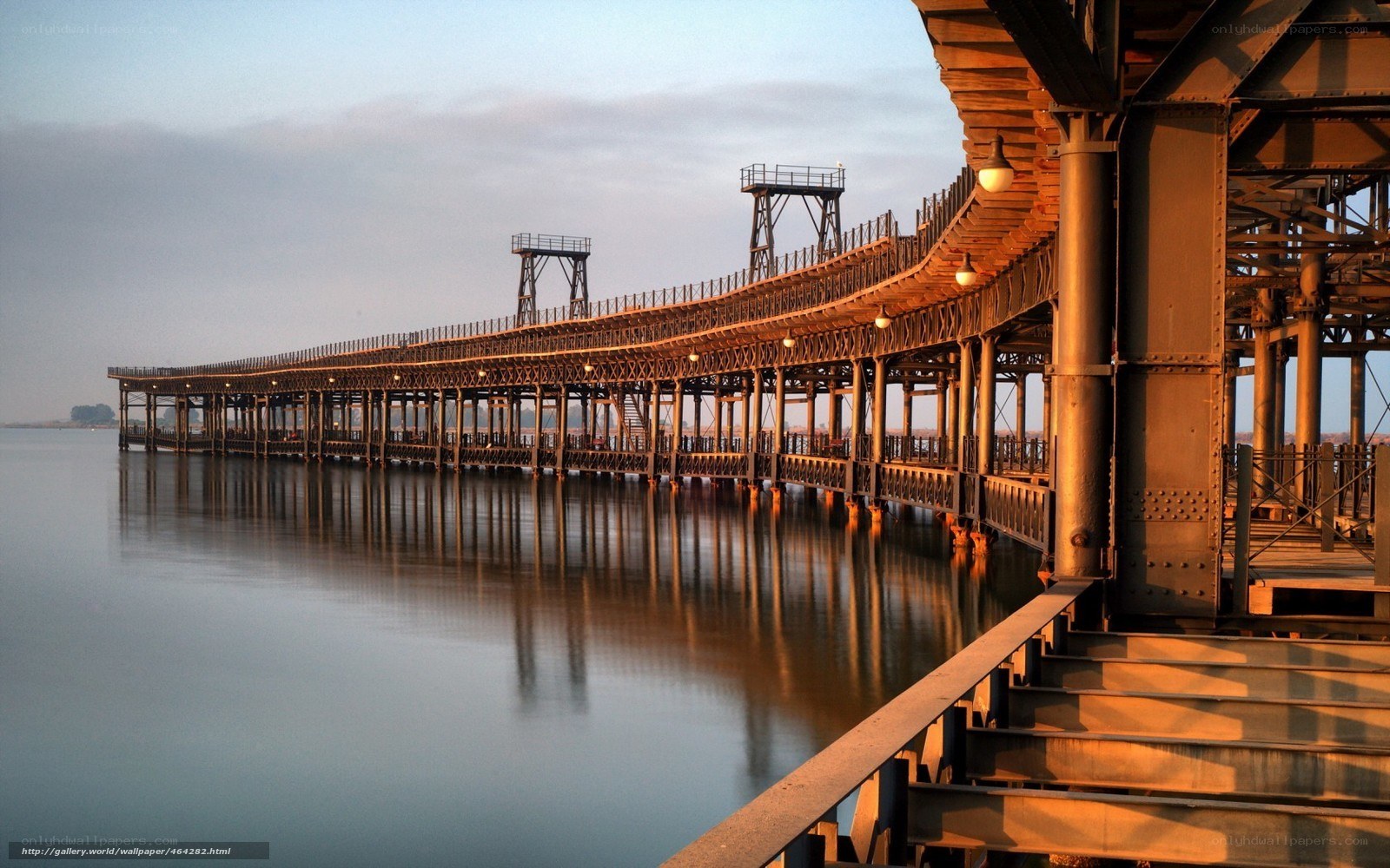 long pier at sunset