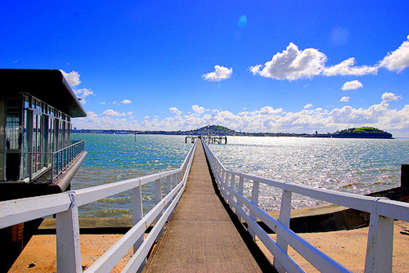Long Pier Extending into Water