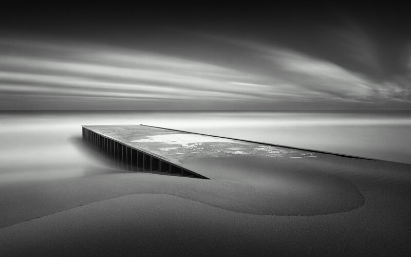 Long Pier on Beach — Black