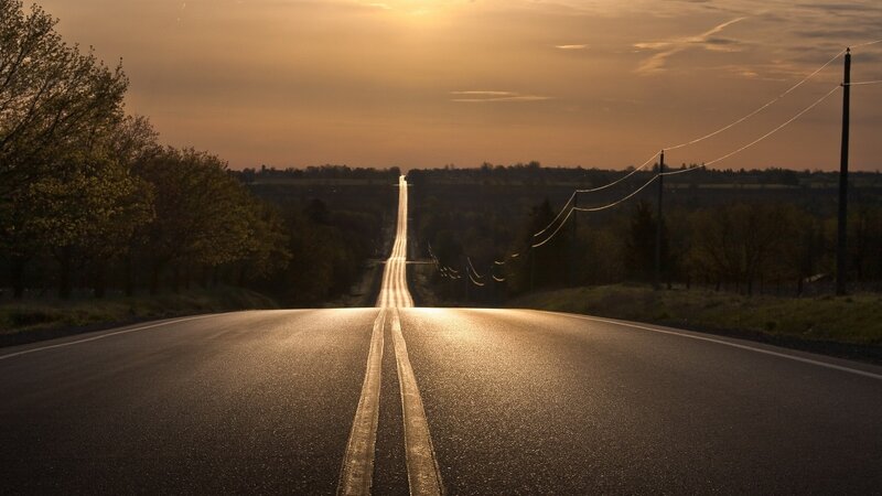 Long Road at Sunset — Orange
