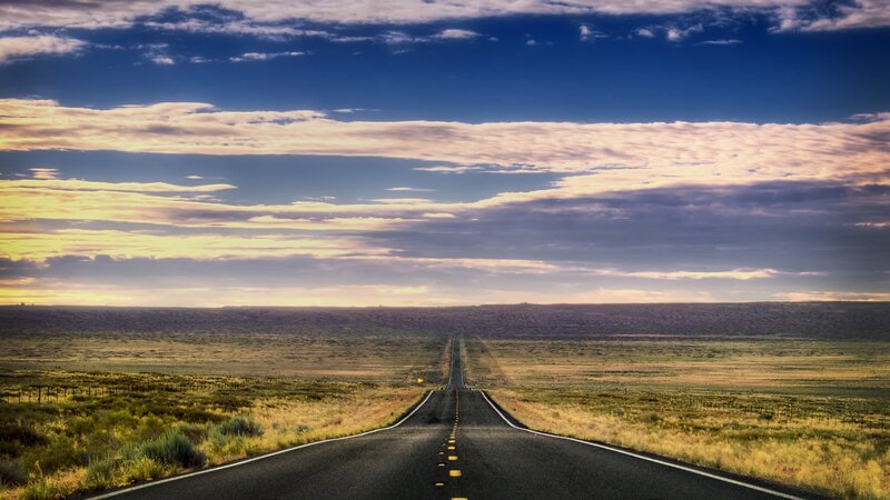 Long Road in Desert — Blue, Serene