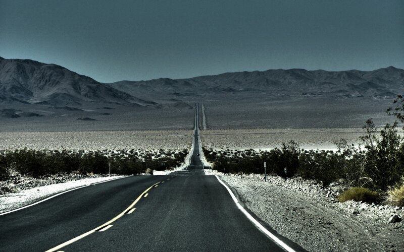 Long Road in Desert — Gray, Desolate