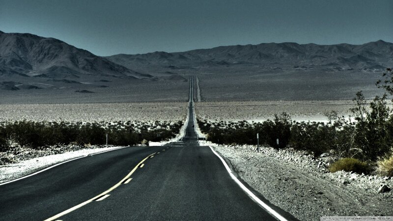 Long Road in Desert — Gray