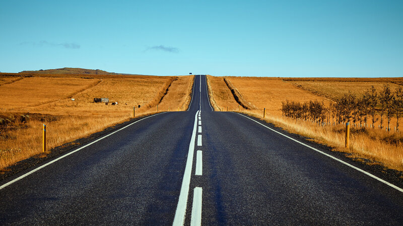 Long Road in Golden Field