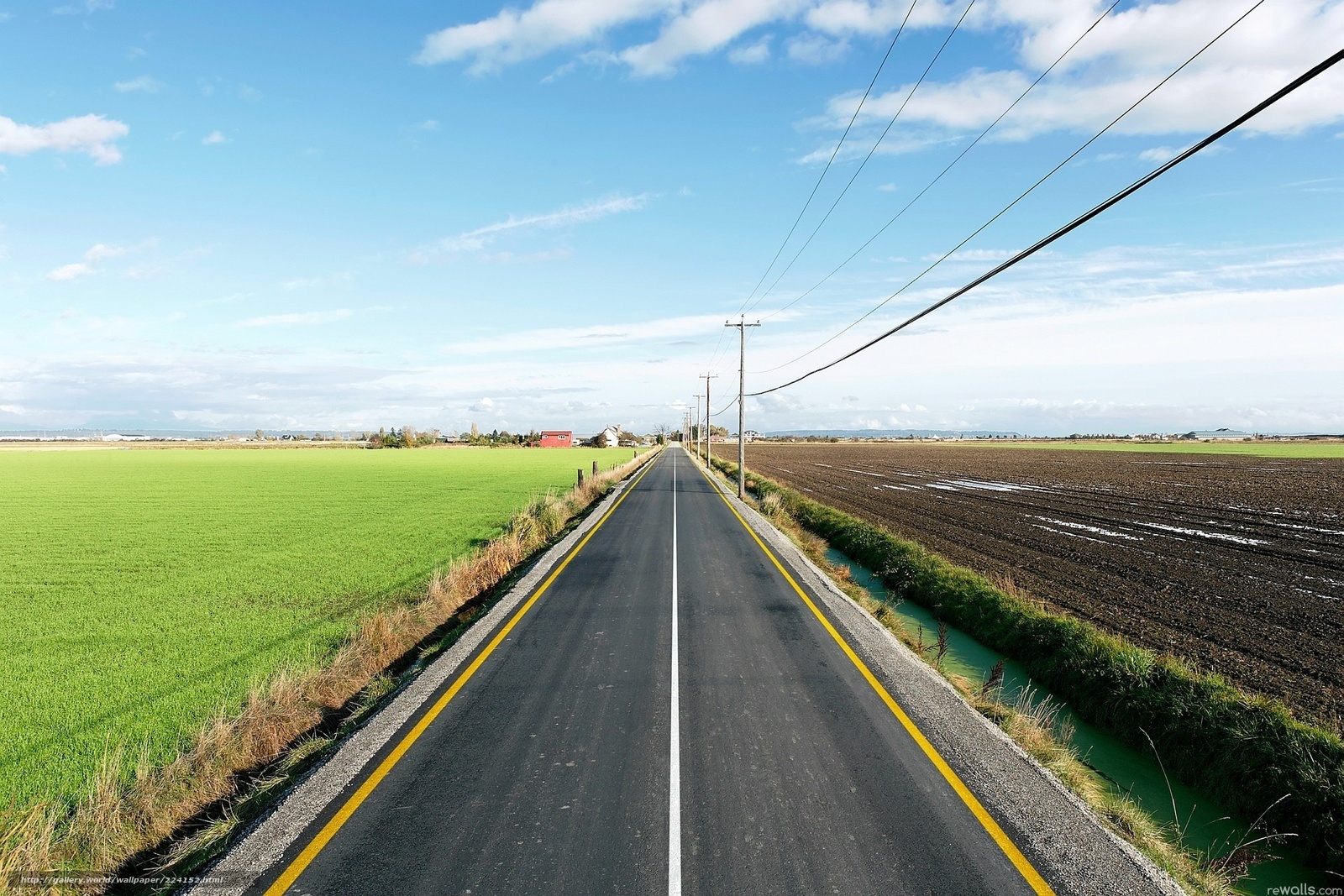 Long road through farmland