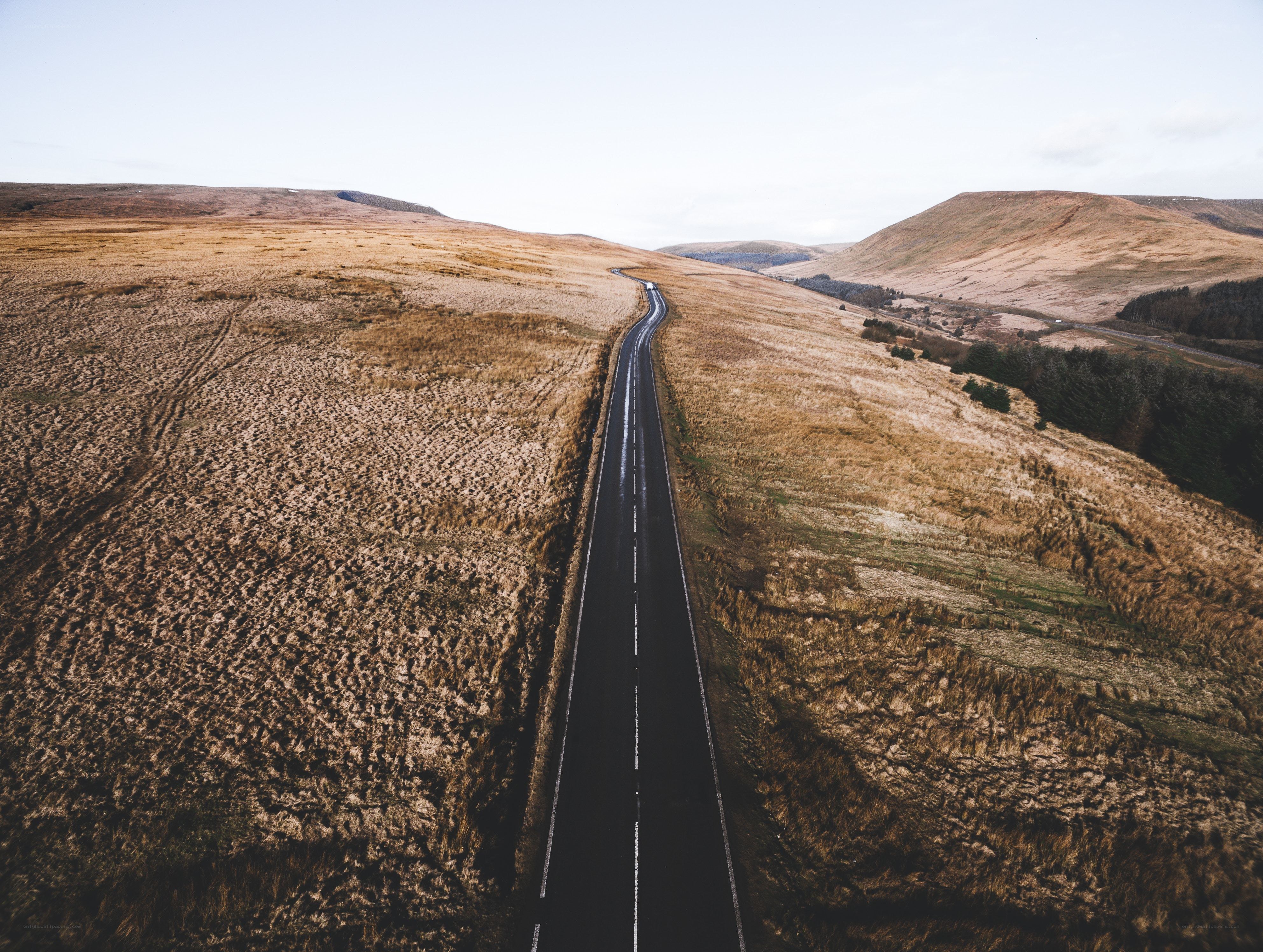 long road through hills