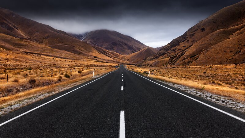 Long road through mountain valley