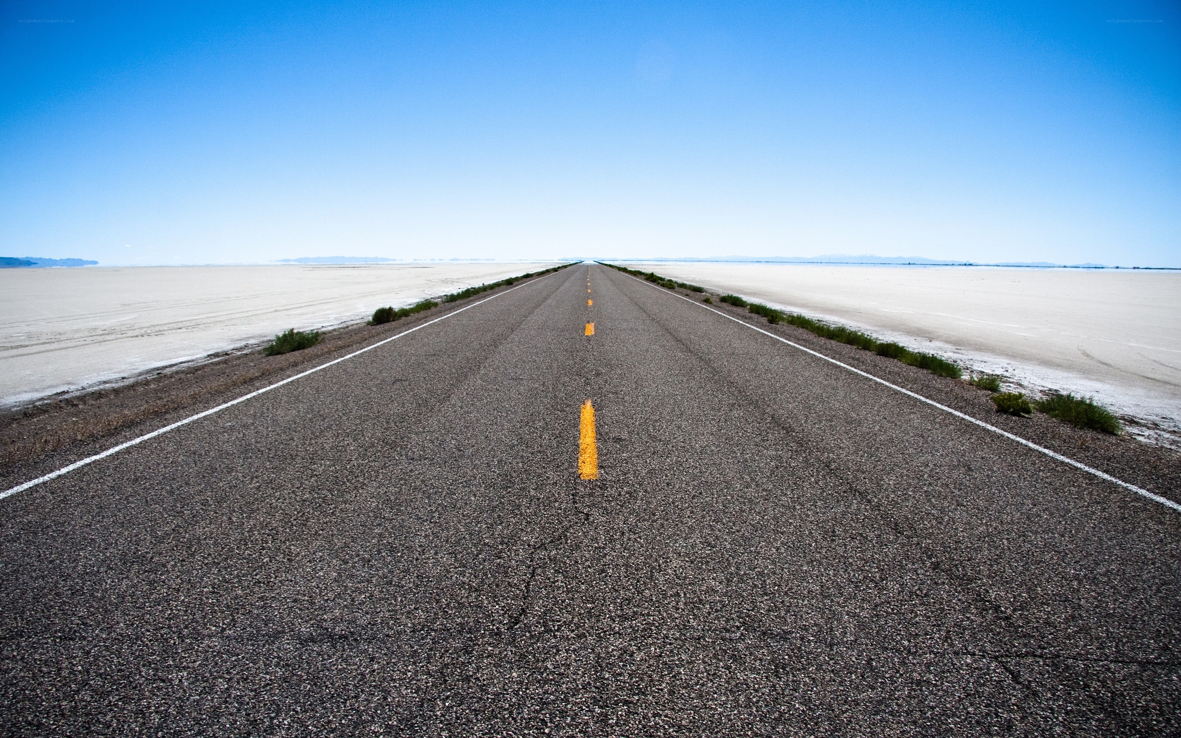 Long road through salt flats