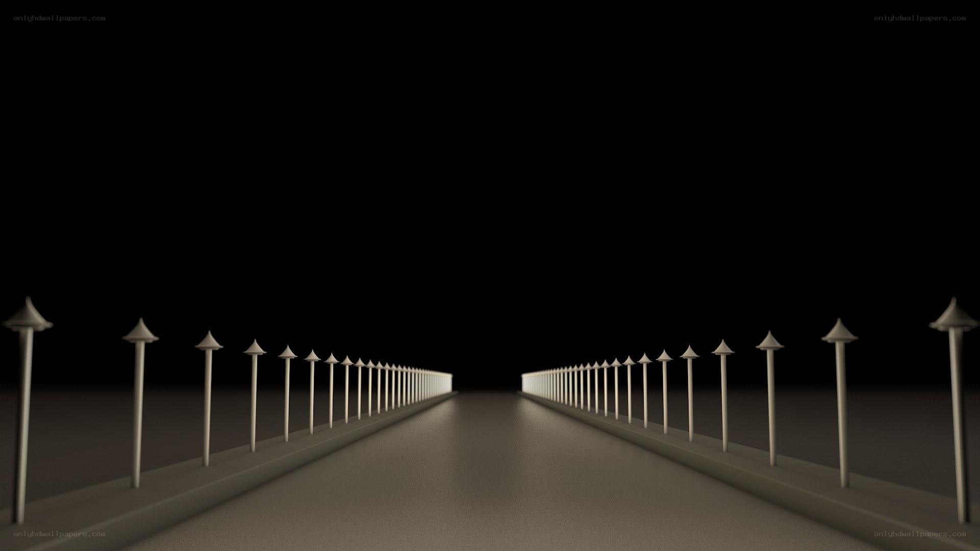 long road with glowing posts