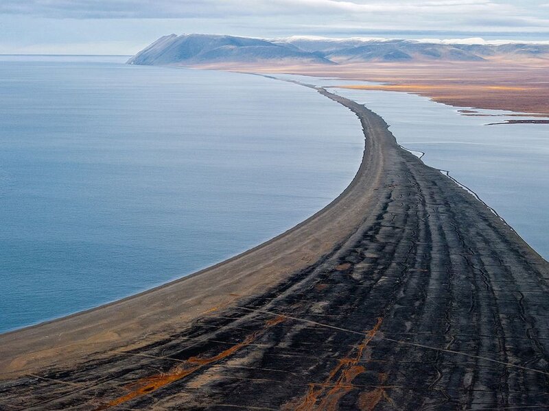 Long Sandbar in Ocean